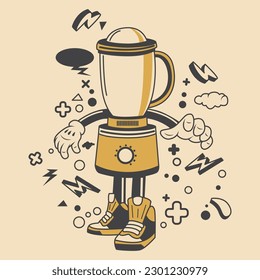 Retro Blender Cartoon Character Vector Illustration