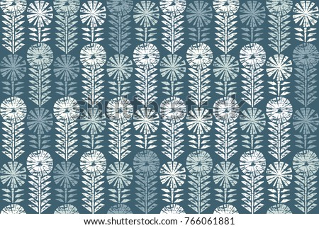 retro block print flowers stamp seamless stock vector royalty free