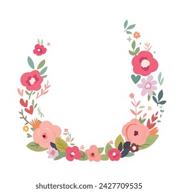 Retro Bloom Spring Summer Flowers Leaves Illustrations Vector