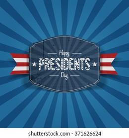Retro blue Banner with Happy Presidents Day Text