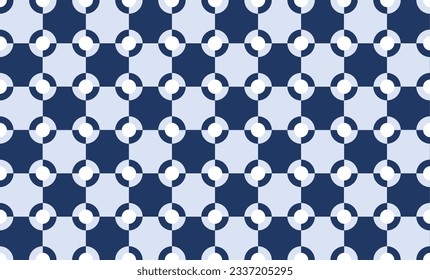 bloque azul retro y punto blanco circular repiten diseño de patrones sin inconvenientes para impresión de tela o papel pintado