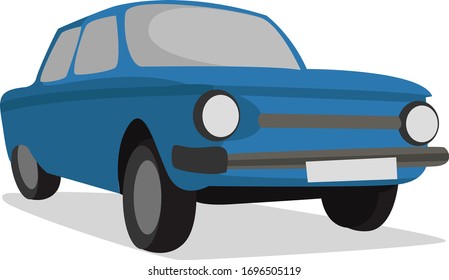 Retro-blaues Auto, Illustration, Vektorillustration auf weißem Hintergrund
