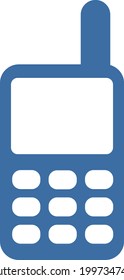 Retro blue cellphone, illustration, on a white background.