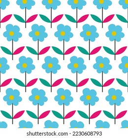 Rama de flor azul retro Vector de ramas sin soldadura patrón