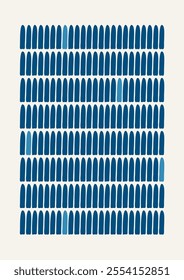 Retro blue geometric vector minimal poster. Trendy bauhaus simple aesthetic background