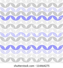 retro blue leaves in rows on white background seamless pattern