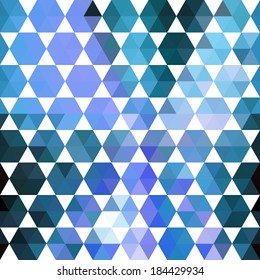 Retro blue pattern of geometric shapes hexagon. Colorful mosaic banner. Geometric hipster retro background with place for your text. Retro triangle background