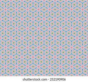 Retro blue, pink and green color pollen seamless pattern background vector. 