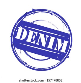 Retro blue round rubber stamp "Denim" VECTOR