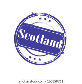 Retro blue round rubber stamp "Scotland" vector