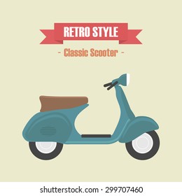 retro blue scooter, vintage style