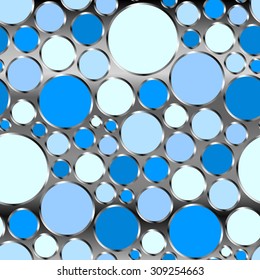 Retro blue seamless circle background on grey