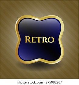 Retro blue shiny gold badge