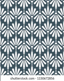 Retro blue and white simple flower pattern. Vector illustration.