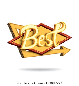 Retro board with arrow. Vector illustration
