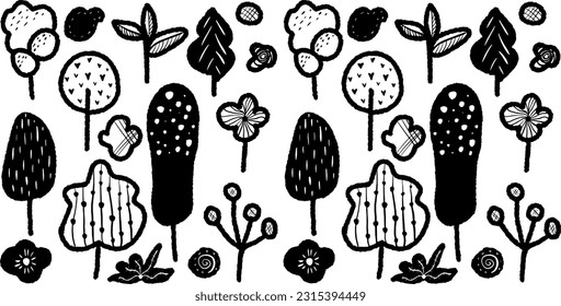 Retro, Boho, Abstract art background vector. Creative Hand drawn various shapes and doodle object for kid, abstract wall art for home decor,earth tone, colorful wallpaper,print, pattern, fabric design