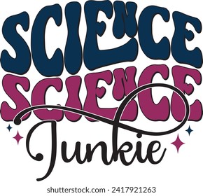 Retro Bold Colorful Wavy Science Sublimation Typography on White Background for Ready Print on T-shirts and More. Vector Square Template for Print on Demand Business and Printing Industry.