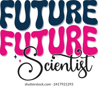 Retro Bold Colorful Wavy Science Sublimation Typography on White Background for Ready Print on T-shirts and More. Vector Square Template for Print on Demand Business and Printing Industry.