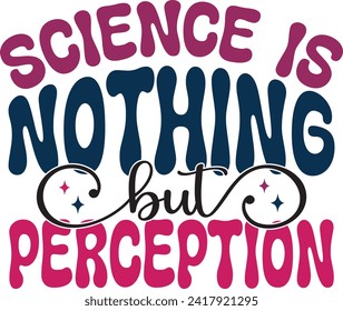 Retro Bold Colorful Wavy Science Sublimation Typography on White Background for Ready Print on T-shirts and More. Vector Square Template for Print on Demand Business and Printing Industry.