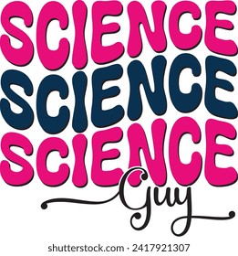 Retro Bold Colorful Wavy Science Sublimation Typography on White Background for Ready Print on T-shirts and More. Vector Square Template for Print on Demand Business and Printing Industry.