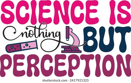 Retro Bold Colorful Wavy Science Sublimation Typography on White Background for Ready Print on T-shirts and More. Vector Square Template for Print on Demand Business and Printing Industry.