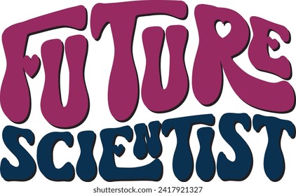 Retro Bold Colorful Wavy Science Sublimation Typography on White Background for Ready Print on T-shirts and More. Vector Square Template for Print on Demand Business and Printing Industry.