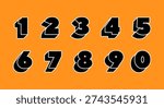 Retro Bold Numbers - Black Digits with White Outline on Orange Background