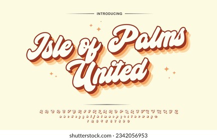 Retro bold script with Groovy style, unique design taste and combine with classic retro style of the 80s, trendy, vintage. Typography typeface uppercase lowercase and number. vector illustration