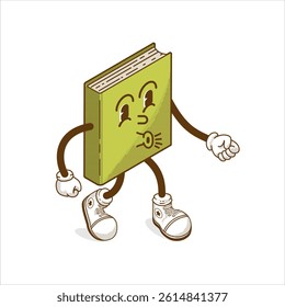 Retro Book Character smart isometric vector illustration