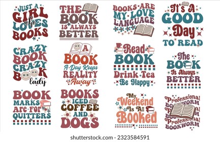 Retro Book Lover SVG Bundle