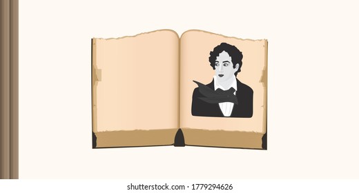 Old Book Open Mystical Drawing Vector Stock Vector (Royalty Free