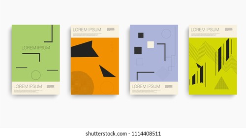 Retro booklet for brochure design. Brochure design template vector. Minimal geometric background. Music poster template. Business brochure design template. Party poster template. Abstract art.