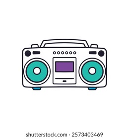 Retro Boom Box Vector Illustration of a Classic Stereo Music Player