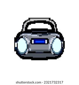 retro boombox audio game pixel art retro vector. bit old vintage, radio stereo retro boombox audio. old vintage illustration