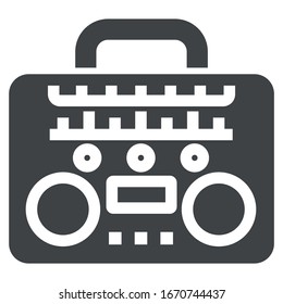 Retro boombox black icon on white background