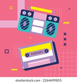 retro boombox and cassette icons