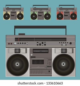 Retro Boombox. Old tape recorder. Vector Illustration