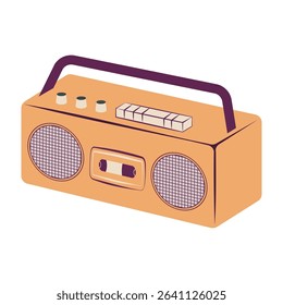 Retro boombox radio. Vector Illustration and Flat Icon