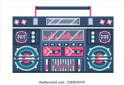 Retro boombox trendy style. Colorful illustration on white background