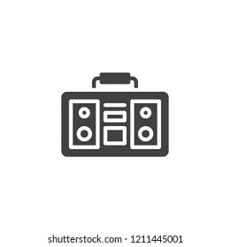 Retro boombox vector icon. filled flat sign for mobile concept and web design. Portable stereo radio cassette recorder simple solid icon. Symbol, logo illustration. Pixel perfect vector graphics