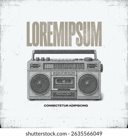 Retro Boombox Vintage Vector Illustration by Agxng