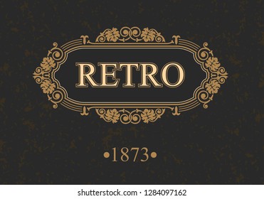 Retro сalligraphic border, Flourish calligraphy monogram, Vector illustration