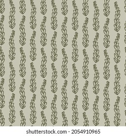 Retro botanical fern frond vector pattern. Seamless vintage ecological foliage for all over print. Hand drawn ornate forest leaf backdrop.