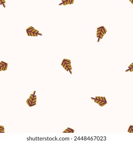 Retro botanical geo seamless vector pattern in elegant style. Luxury print textur for beautiful modern wallpaper decor. Multicolor 70s abstract leaf design. 