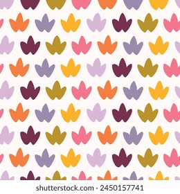 Retro botanical geo seamless vector pattern in elegant style. Luxury print textur for beautiful modern wallpaper decor. Multicolor 70s abstract leaf design. 
