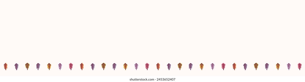 Retro botanical geo vector border in elegant style. Luxury print textur for beautiful modern banner decor. Multicolor 70s abstract leaf design. 