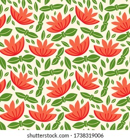 Retro botany seamless pattern. Ideal for background, wallpaper, textile, backdrop, wrapping paper. Pattern surface design. 