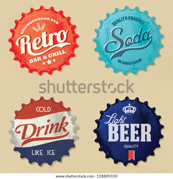 Retro Bottle Cap Design Vintage Bottle Stock Vector (Royalty Free ...