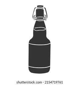 Retro Bottle Icon Silhouette Illustration. Glass Vector Graphic Pictogram Symbol Clip Art. Doodle Sketch Black Sign.