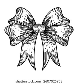 Retro bow outline vector illustration 